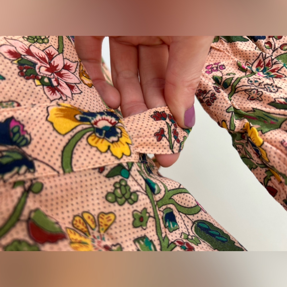 FARM RIO ANTHROPOLOGIE Clara Floral Maxi Wrap Dress Boho Cottage Resort Beach XS - Picture 7 of 15